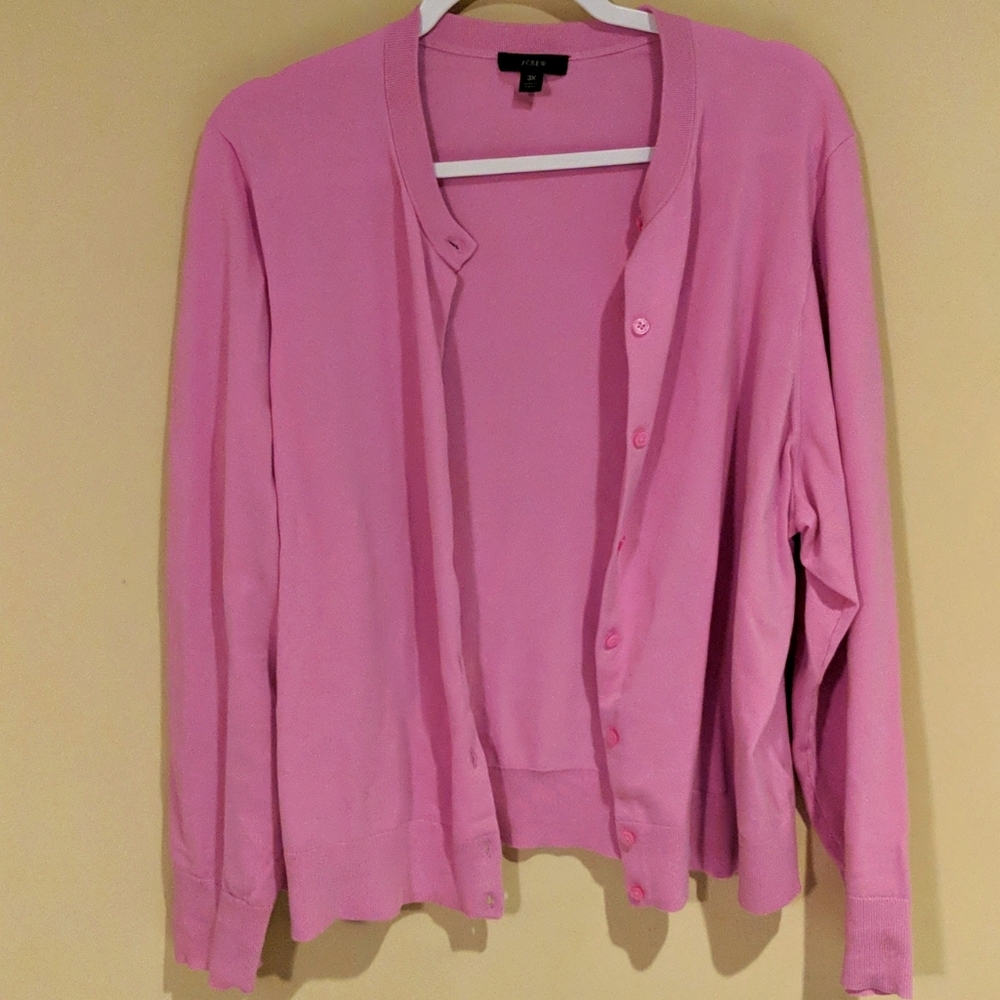 Cotton-blend Jackie cardigan sweater 3X Peony